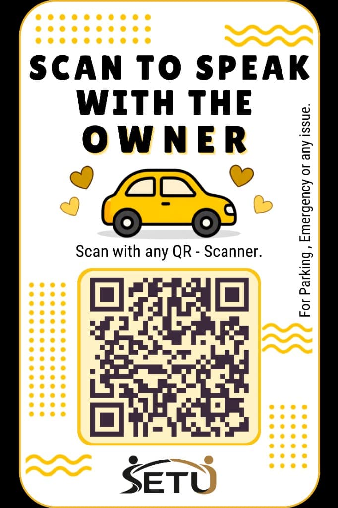 Setu physical QR tag adhesive for windshield