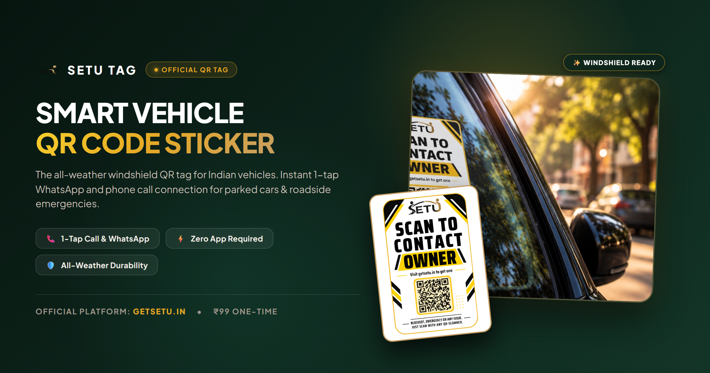Launching Setu - Smart Vehicle QR tag Jus 149/-