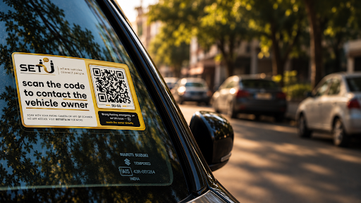 Setu all-weather windshield QR sticker
